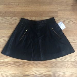 Free People Black Faux Leather Skirt Size 6